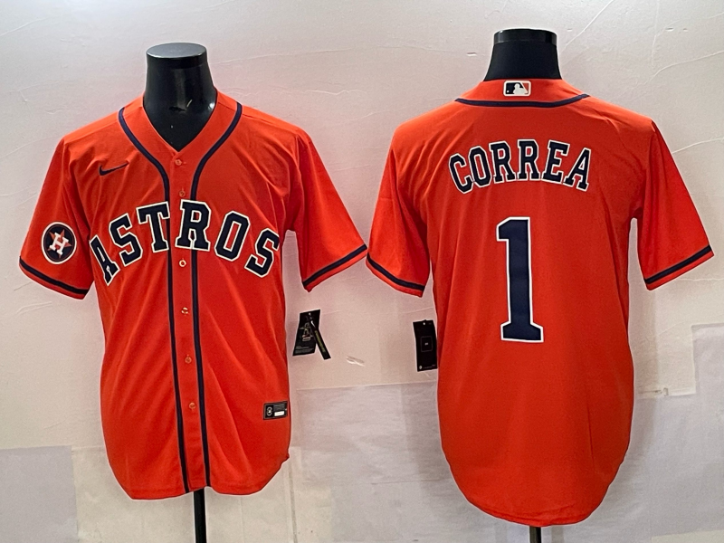 Women Houston Astros 1 Correa orange 2025 Nike MLB Jersey 0011
